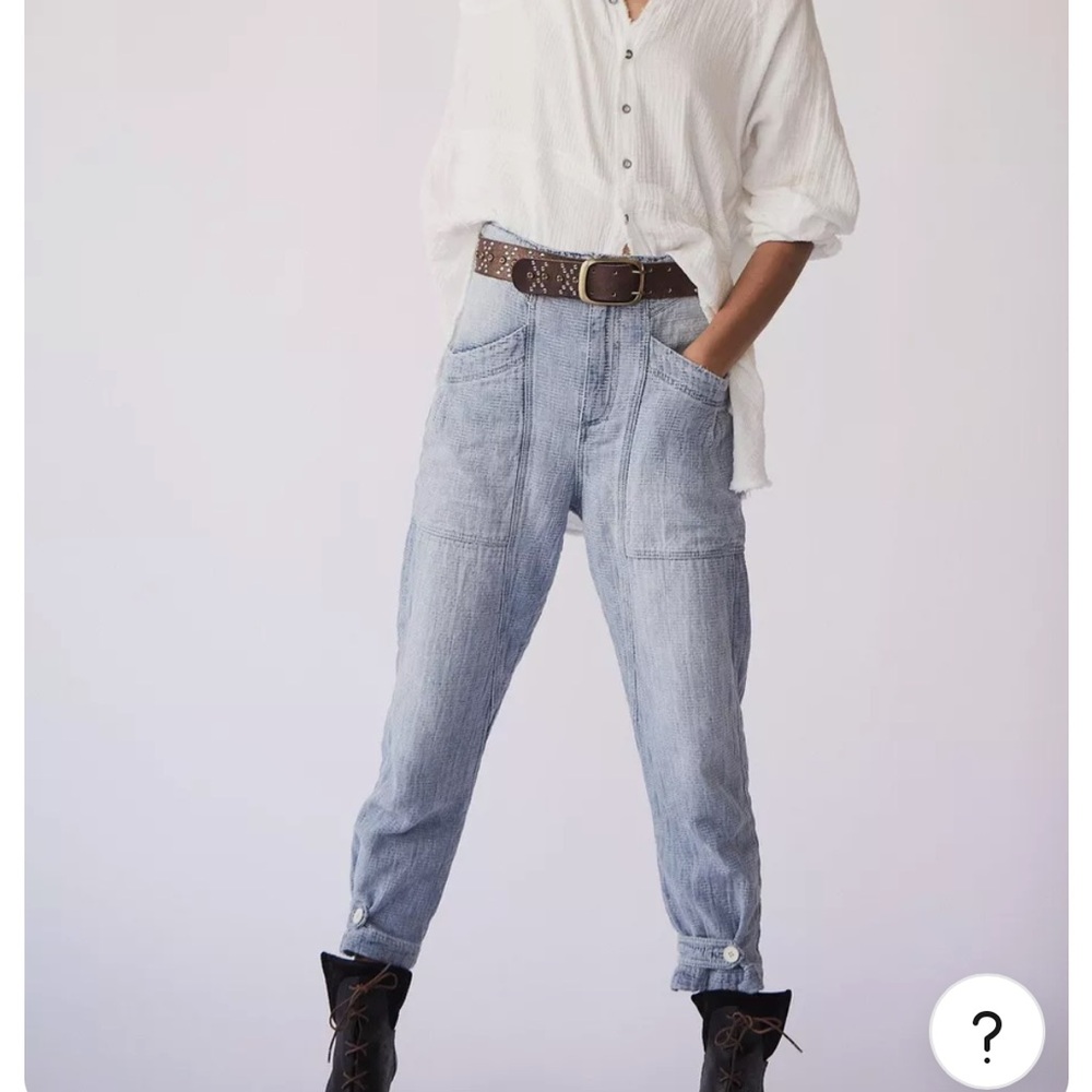 FREE PEOPLE SASHIKO STITCHED RELAXED JEANS - Picture 3 of 15